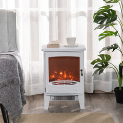 Fynco - Electric Fireplace Stove, Free standing Fireplace Heater with Realistic LED Flame Effect, Overheat Safety Protection, 900W/1800W, White