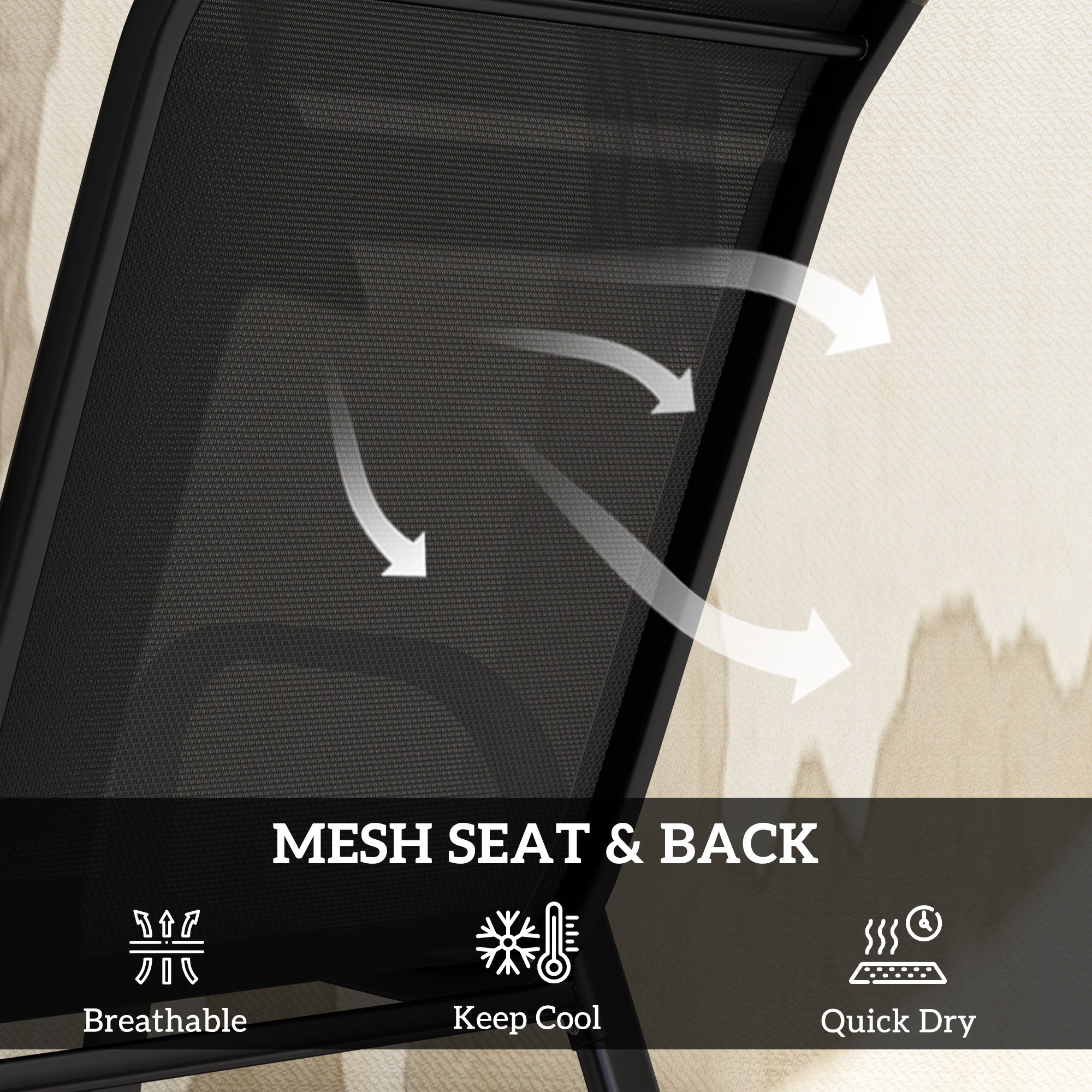 Five-Piece Steel Patio Set, with Glass-Top Table - Black