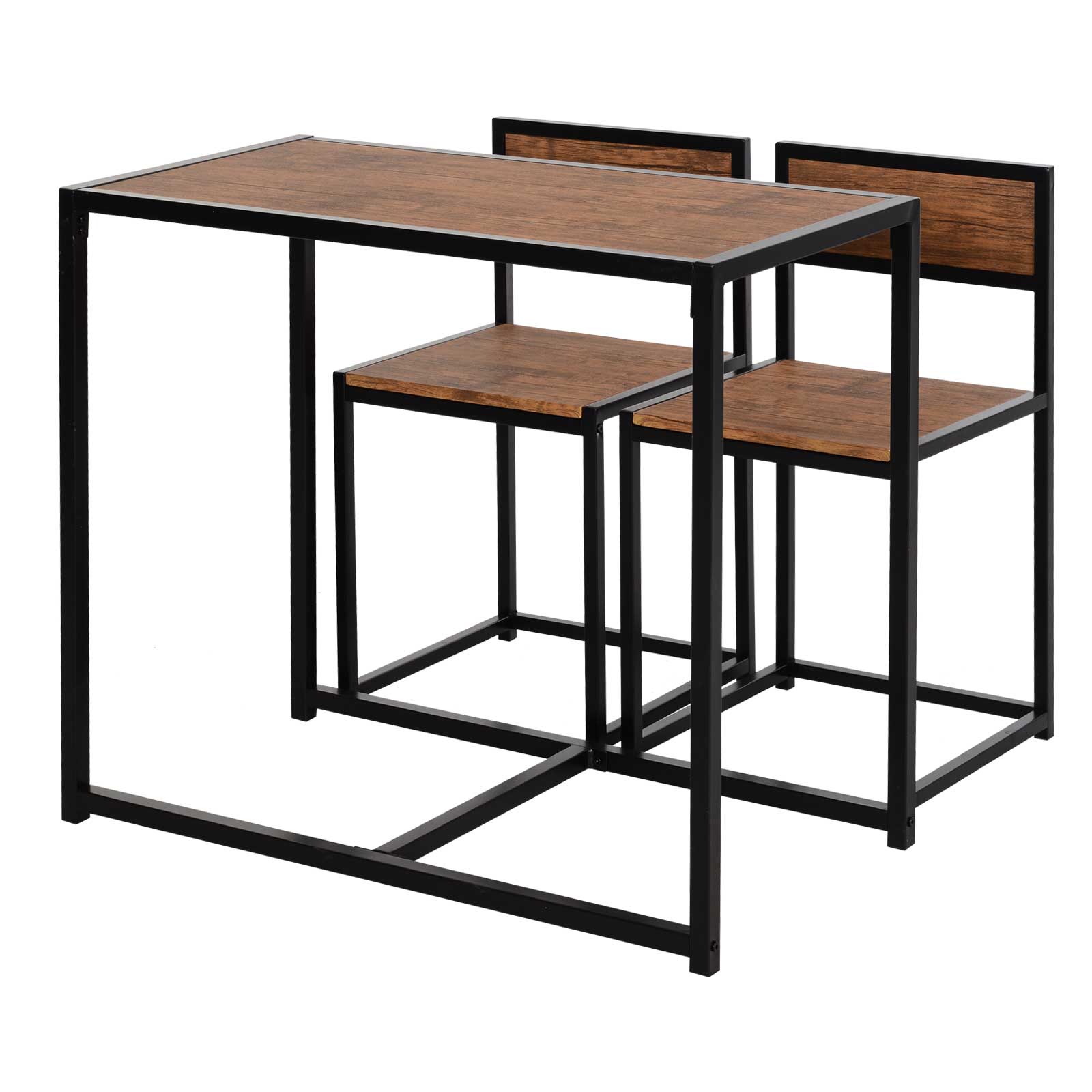 Dining Table and Chairs Set 2, Dining Room Sets, Rectangular Space Saving Table and 2 Chairs for Compact Kitchens, Steel Frame, Natural