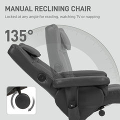 Faux Leather Massage Recliner Chair, with Storage Ottoman - Black
