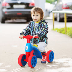 Baby Balance Bike Toddler Training Walker Smooth Rubber Wheels Ride on Toy Storage Bin Gift for Boys Girls Blue Red