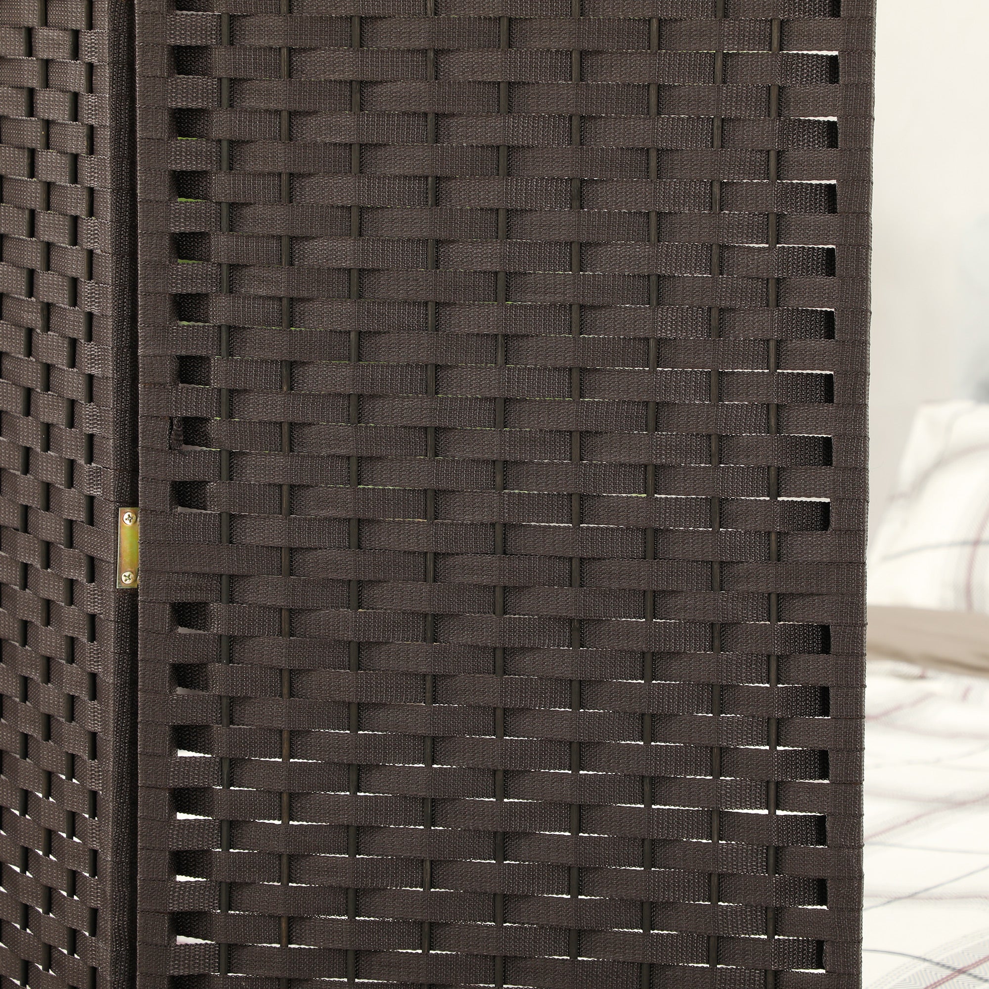 Fynco - 4 Panel Folding Room Divider, Freestanding Privacy Screen for Living Room, Bedroom and Office, 160 x 170cm, Brown