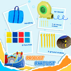 Fynco - Kids Bouncy Castle, with Slide, Pool, Trampoline, Climbing Wall, Blower