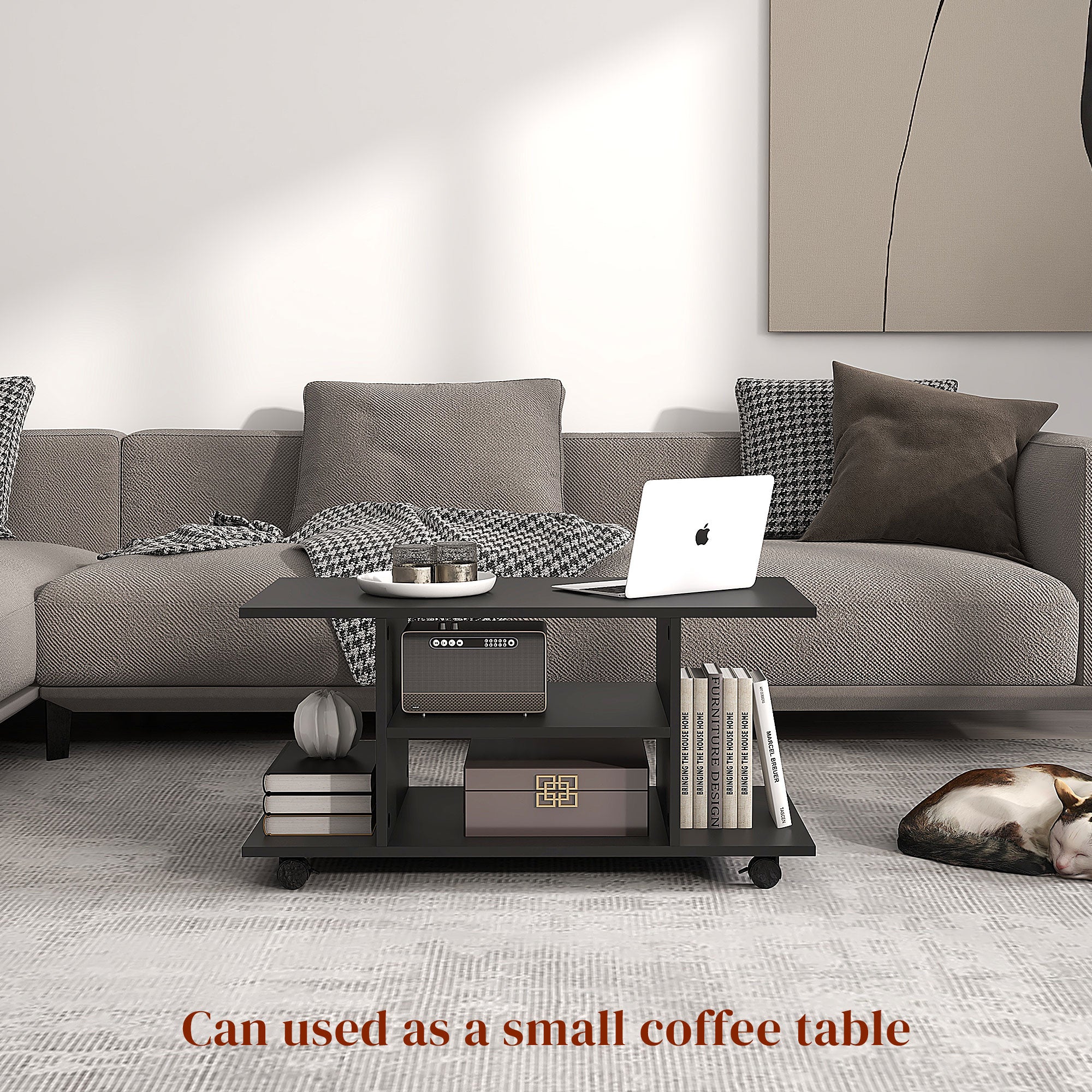 Modern TV Cabinet Stand Storage Shelves Table Mobile Bedroom Furniture Bookshelf Bookcase Black