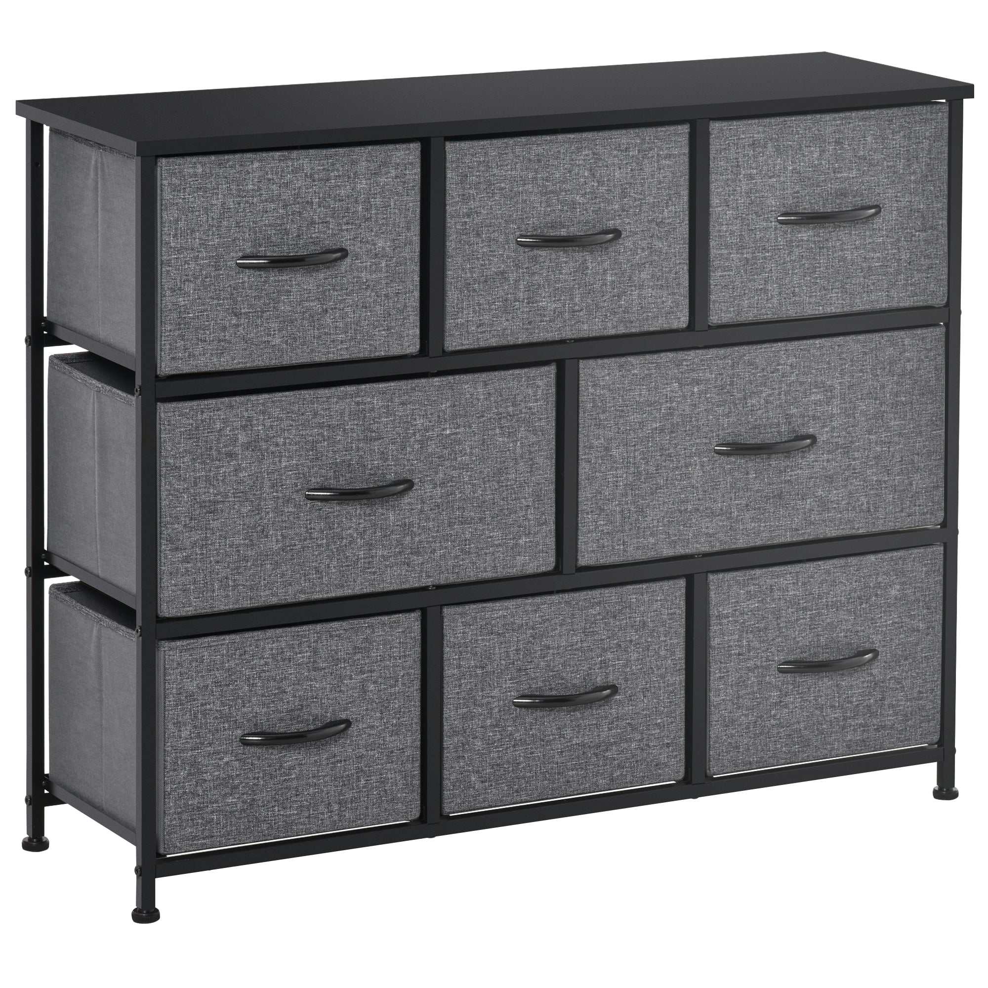 Chest of Drawers with 8 Foldable Drawers, 3-Tier Fabric Bedroom Dresser, Clothes Storage Unit for Bedroom Living Room, Dark Grey