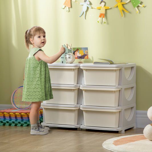 Kids Storage Unit, with Six Drawers - Cream
