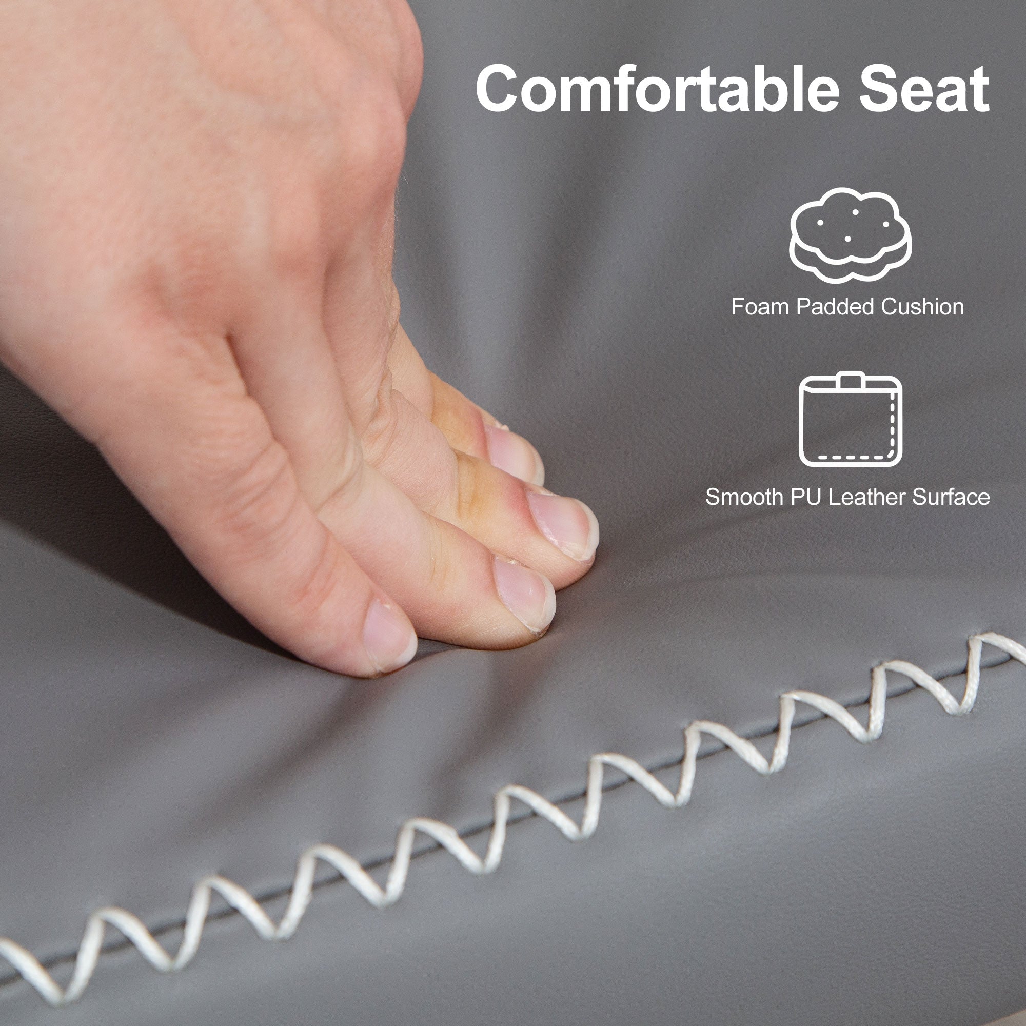 Fynco - PU Leather Shoe Storage Bench - Grey