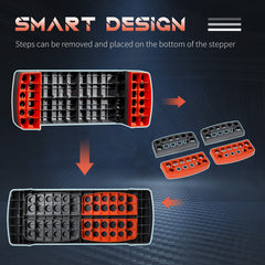 Aerobic Step, 10cm, 15cm & 20cm Height Adjustable Exercise Stepper for Exercise Workout, Nonslip Step Board Great for Home & Office, Grey and Red