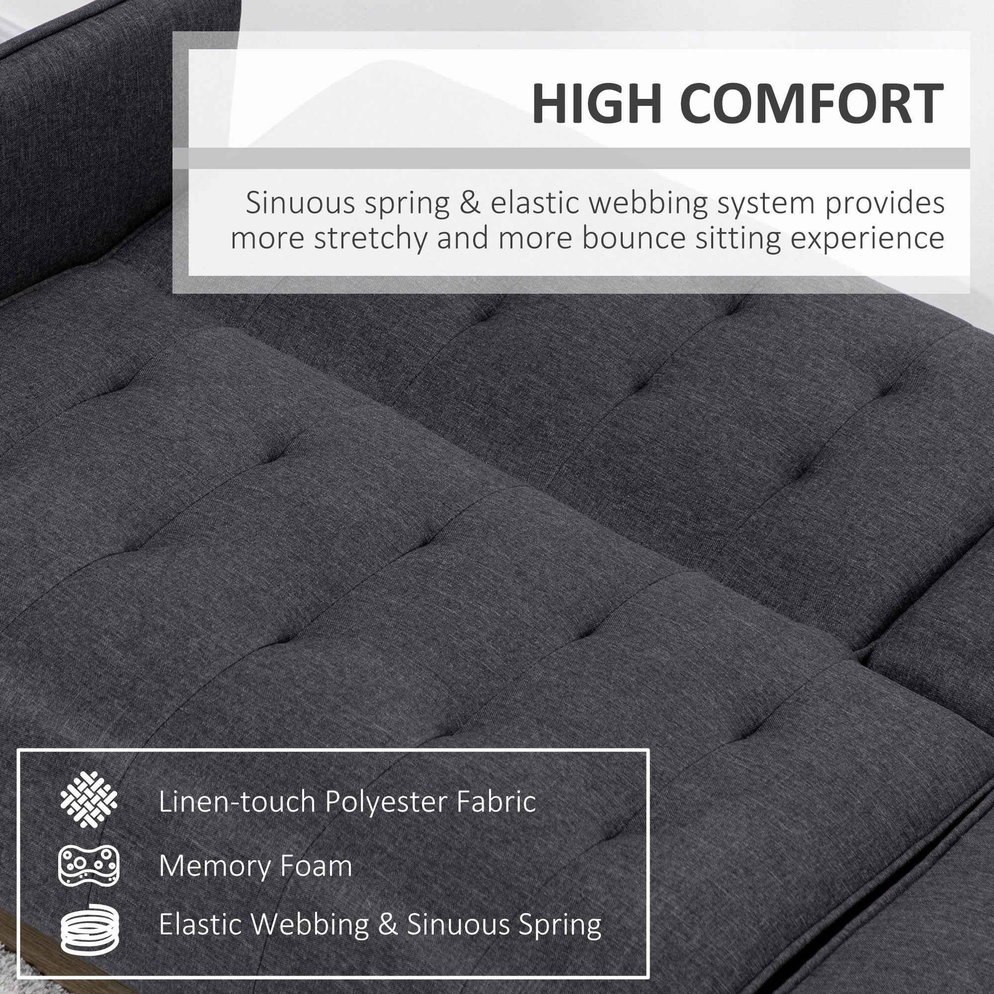 Three-Seater Sofa Bed, with Cupholders - Grey