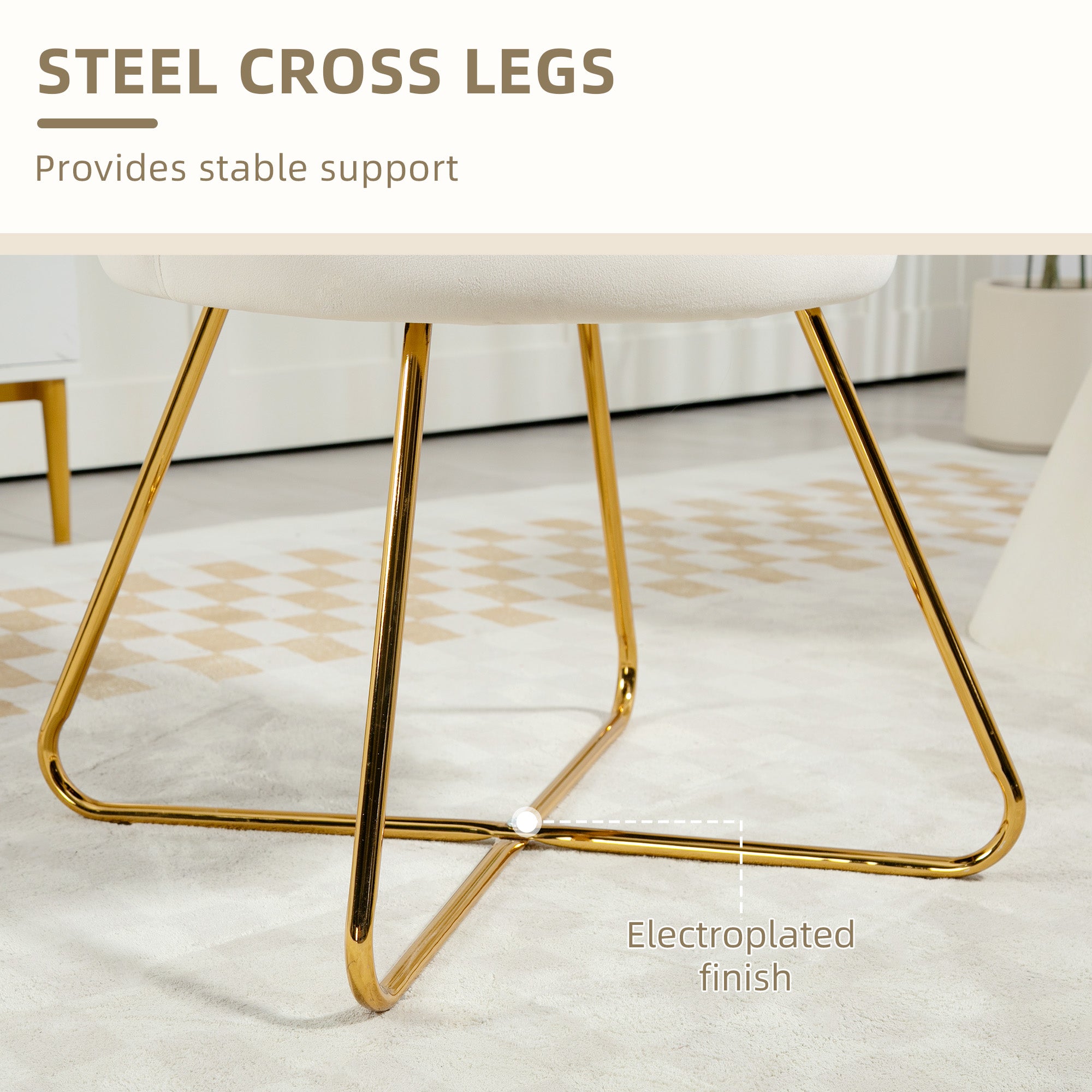 Velvet-Feel Lotus Petal Accent Chair - Cream