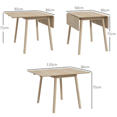 Solid Wood Folding Dining Table, Drop Leaf Table for 2-4 People, Rectangle Kitchen Table for Small Space, Natural Wood Finish