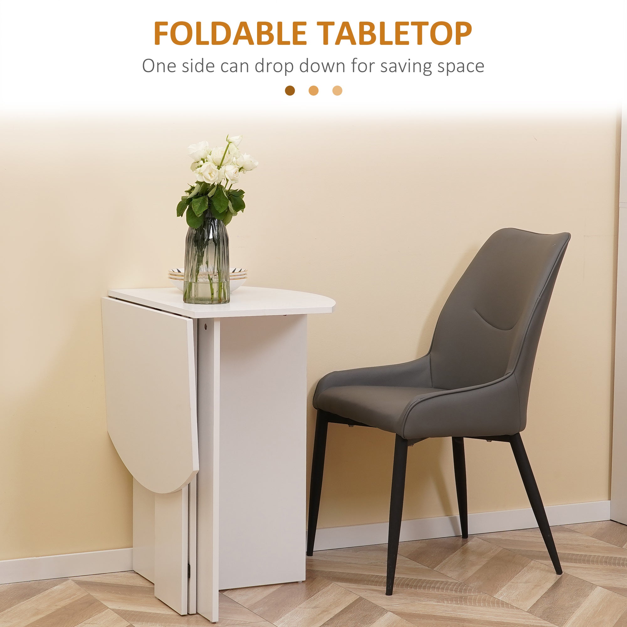 Four-Person Drop Leaf Dining Table - White