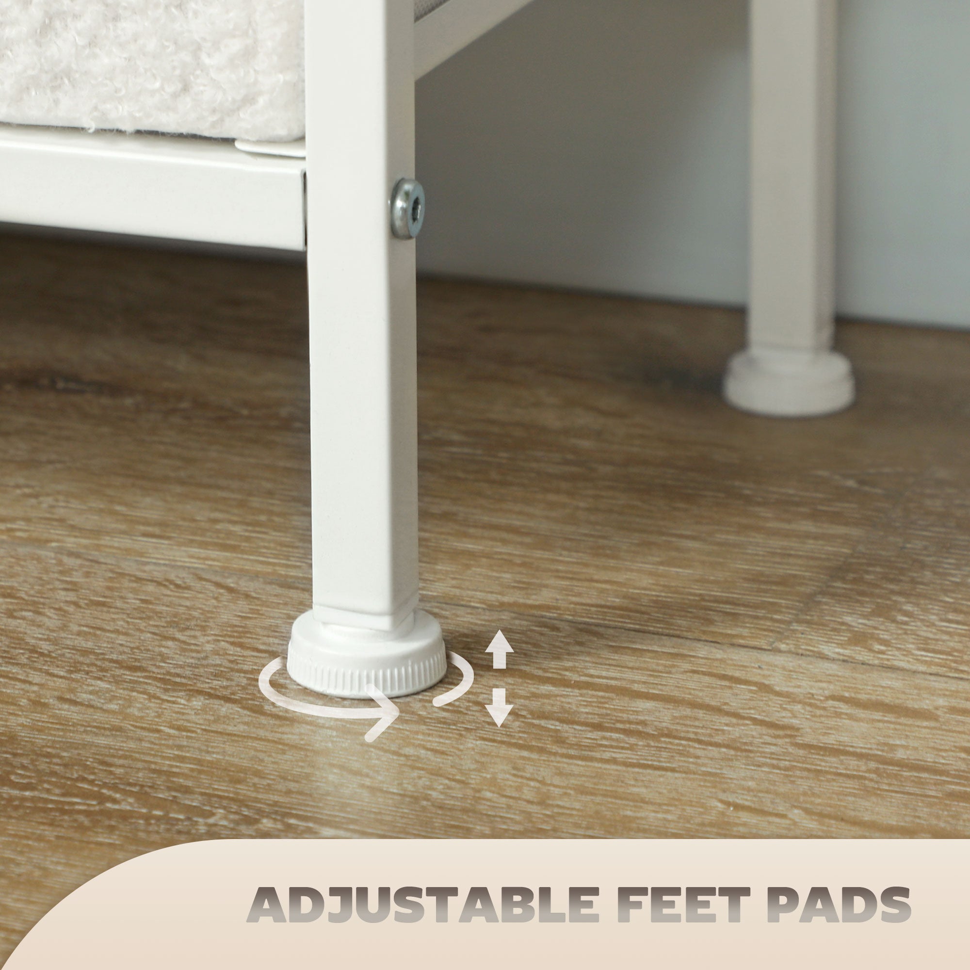 Chest of Drawers with 9 Fabric Drawers, Boucle Storage Organiser with Steel Frame, Fabric Dresser for Bedroom, Living Room, Hallway, Cream White