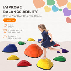 AIYAPLAY 11-Piece Stepping Stones for Kids, Stackable Sensory Toys Outdoor Indoor, Obstacle Course for Balance and Motor Skills