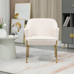 Fabric Accent Chair, Modern Armchair with Metal Legs for Living Room, Bedroom, Home Office, Cream