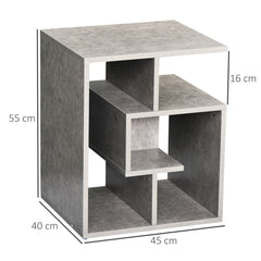 Side Table, 3 Tier End Table with Open Storage Shelves for Living Room, Bedroom, Set of 2, Cement Colour