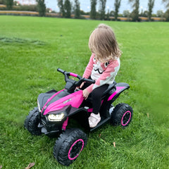 12V Ride-On Quad Bike w/ Music, Horn, for Ages 3-5 Years - Pink