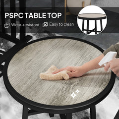 3 Piece Patio Bistro Set with Plastic Top, 2 Stackable Chairs, Galvanised Steel Frame, Grey