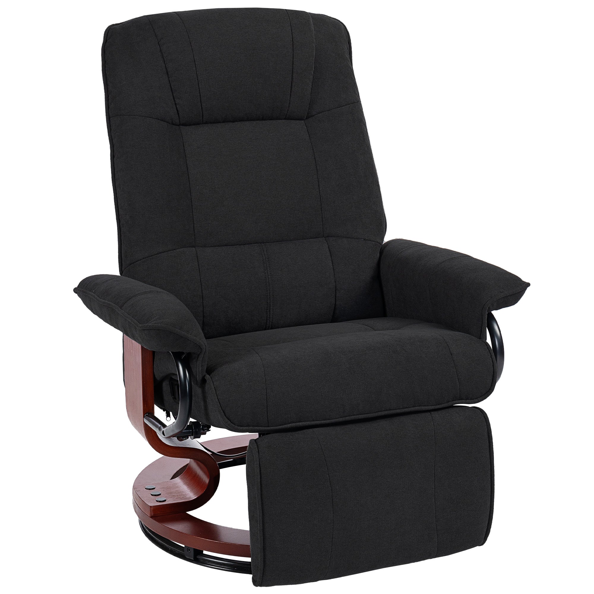Fynco - Reclining Swivel Chair, with Footrest - Black