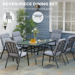 Seven-Piece Garden Dining Set with Cushions - Grey