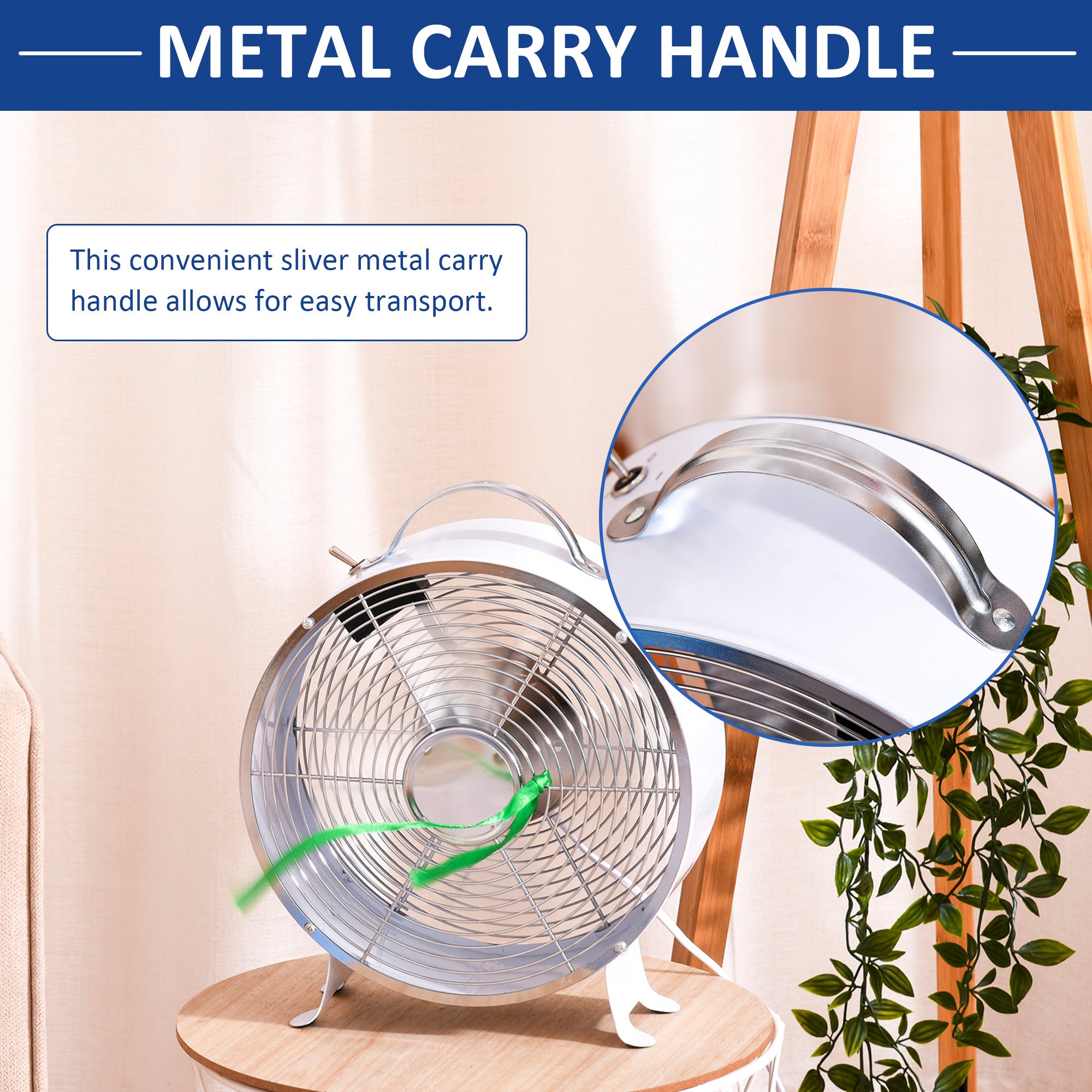 10" 2-Speed Electric Table Desk Fan w/ Safety Guard Anti-Slip Feet Portable Personal Cooling Fan Home Office Bedroom White