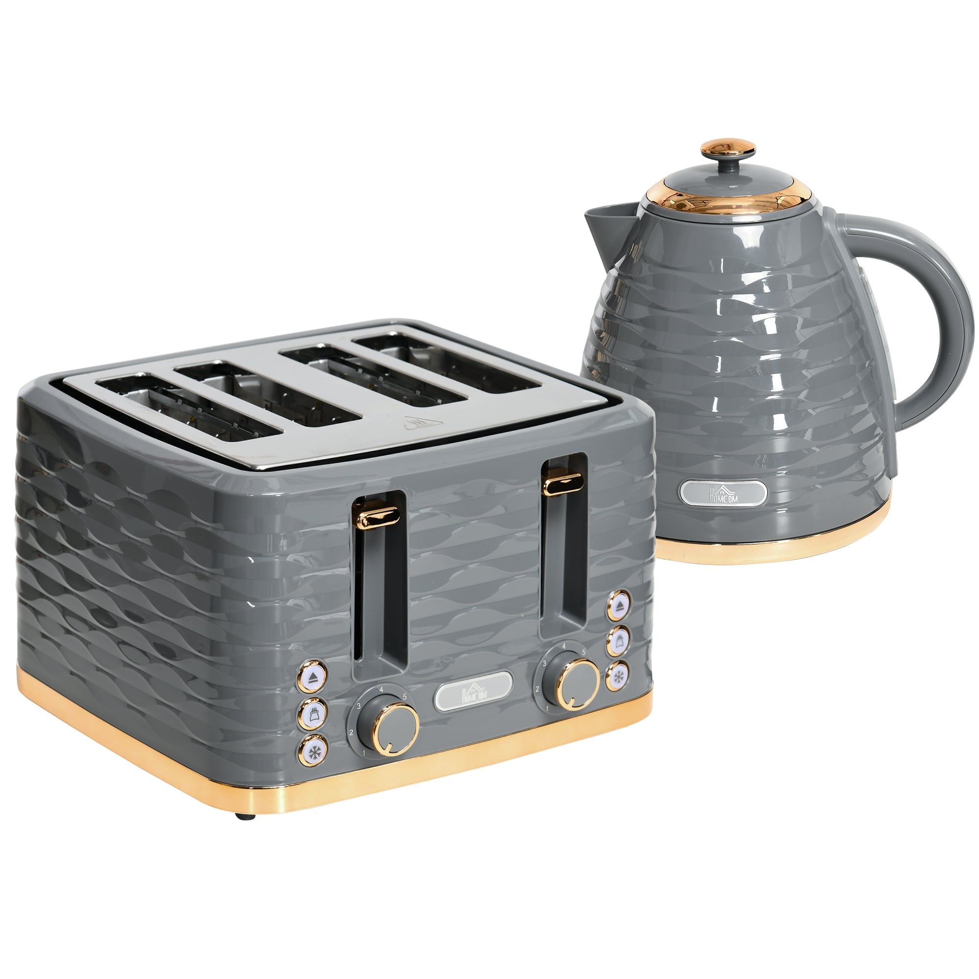 Four-Slice Rippled Toaster - Grey
