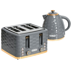 Four-Slice Rippled Toaster - Grey