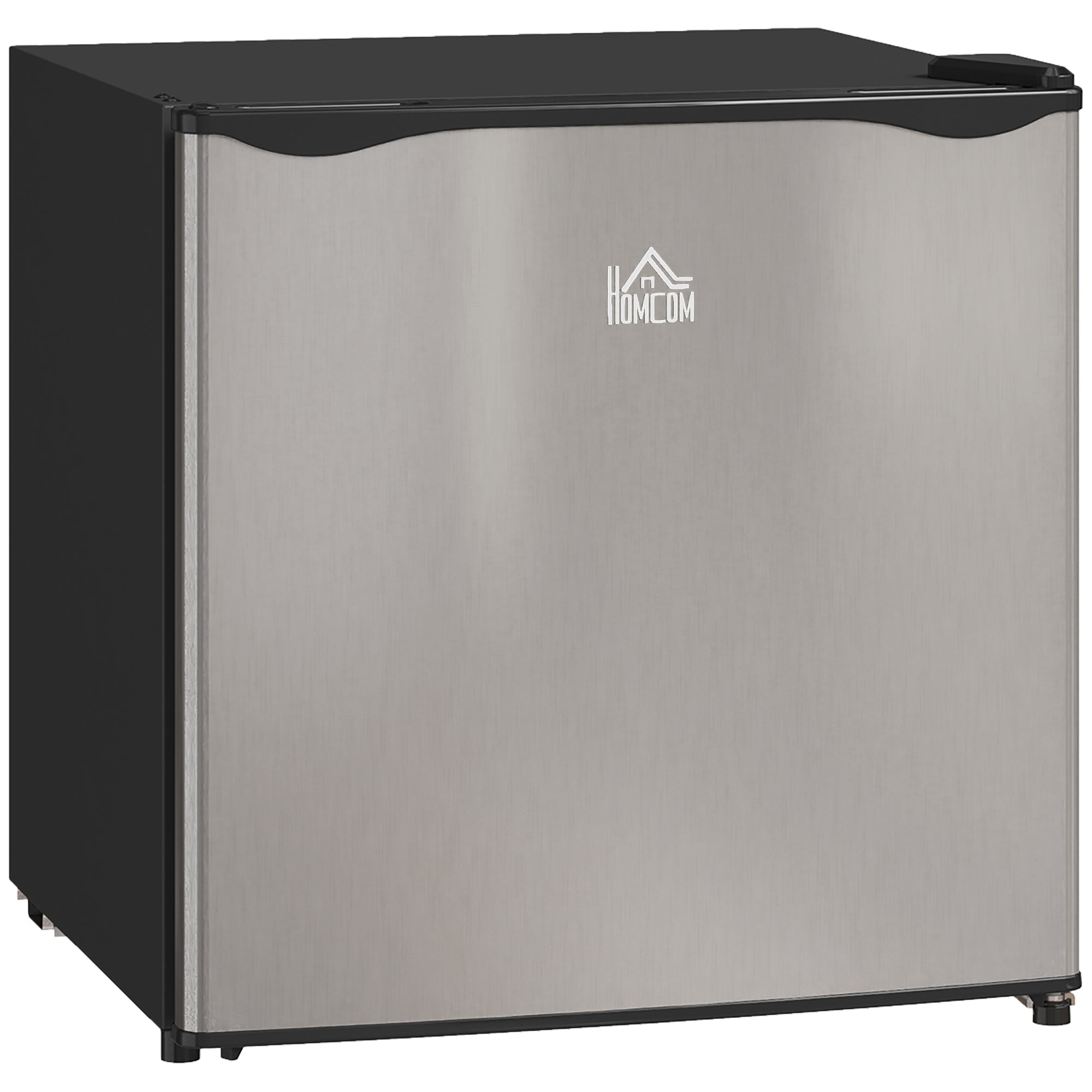 46 Litre Table Top Mini Fridge, Small Fridge with Ice Box, Reversible Door, Adjustable Temperature and Legs for Bedrooms, Home Office, Silver Tone