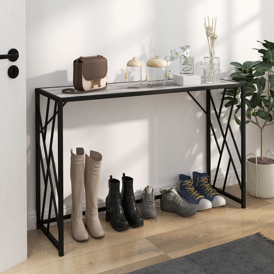 Console Table, Industrial Sofa Table with Metal Frame for Living Room, Hallway, 120 cm, Grey