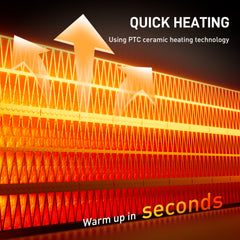 Fynco - 2000W Ceramic Electric Heater with Fan, Timer, Oscillation - Black