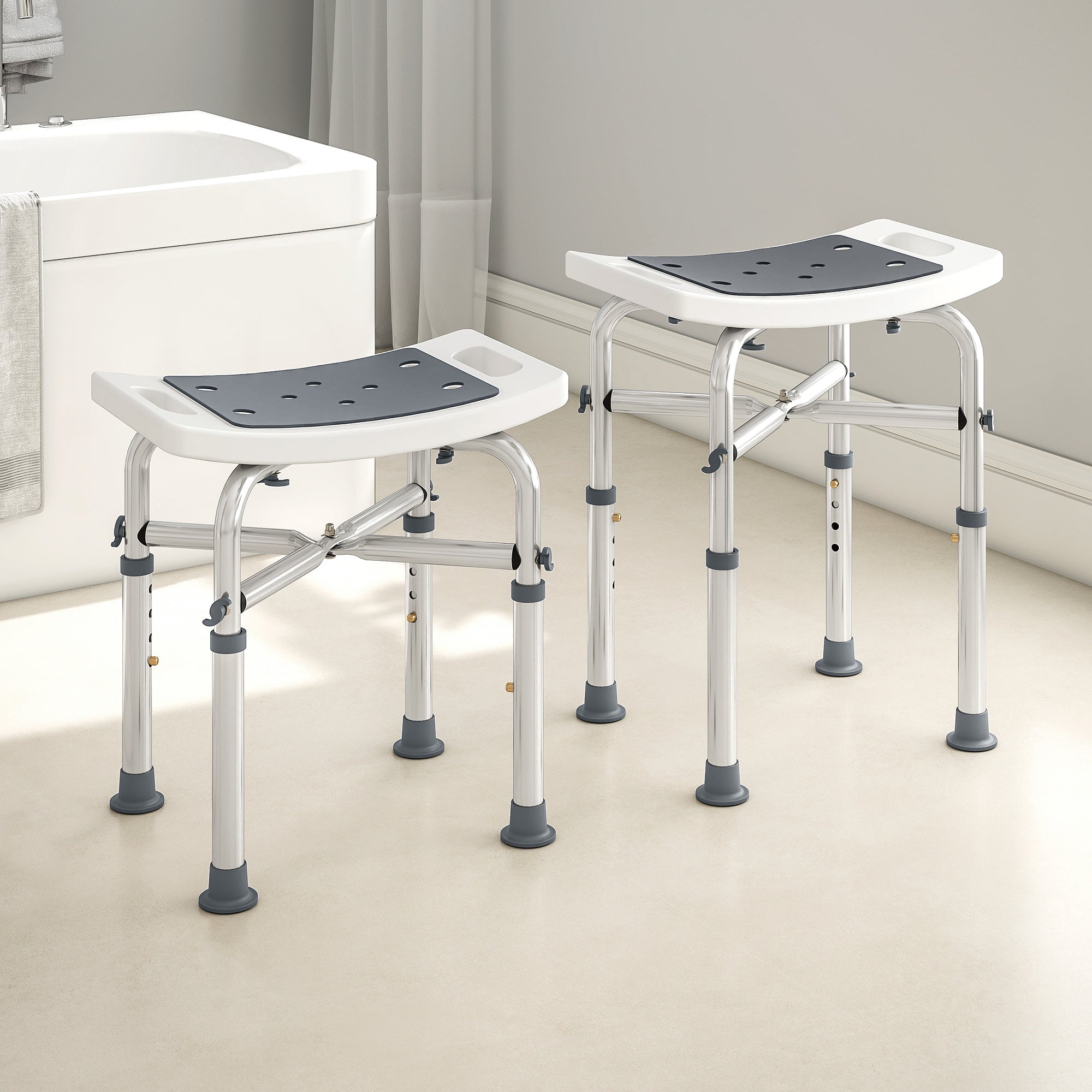 Fynco - 44-51.5cm Aluminium Frame Shower/Bath Stool - Grey