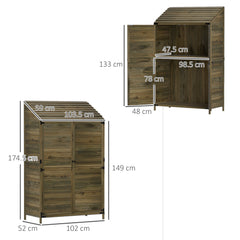 103.5 x 59 cm Wooden Garden Shed - Brown