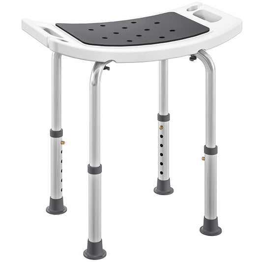 Fynco - Shower Chair, Adjustable Height Shower Stool with Aluminium Frame and Non-Slip Feet, Bathtub Stool Seat for Elderly Disabled Handicap, Grey