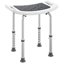 Fynco - Shower Chair, Adjustable Height Shower Stool with Aluminium Frame and Non-Slip Feet, Bathtub Stool Seat for Elderly Disabled Handicap, Grey