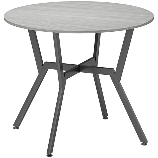 Fynco - Dining Table, Round Kitchen Table with Black Legs, Anti-slip Foot Pads for Living Room, Dining Room 90 x 76 cm, Grey
