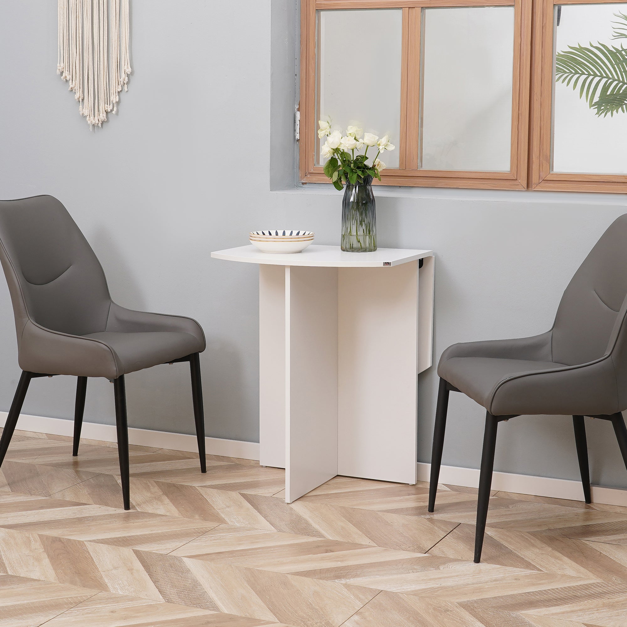 Four-Person Drop Leaf Dining Table - White