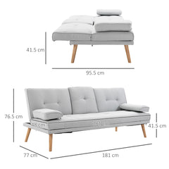 Fabric Click Clack Sofa Bed with 2 Cup Holders, Convertible Futon Settee, Futon Recliner Lounge for Living Room, Spare Room, Bedroom, Grey