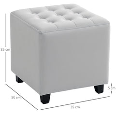 Velvet-Feel Square Ottoman - Light Grey