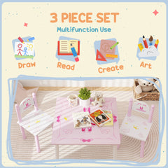 AIYAPLAY Princess-Designed Kids Table and Chairs Set for Activity, Art, Drawing, Toddler Table and Chairs Set for Playroom