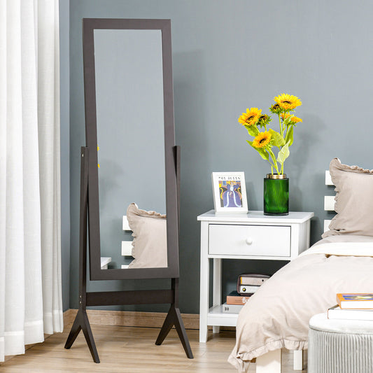 Freestanding Dressing Mirror Bedroom Tall Adjustable Angle 148x47cm Brown