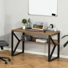 Fynco - Computer Desk Writing Desk Home Office PC Laptop Workstation with Storage Shelf 120 x 60 x 76cm Black Brown Wood Effect