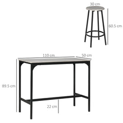 Five-Piece Industrial-Style Bar Table Set - Grey/Black