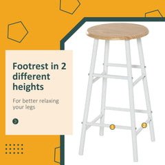 Bar Table Set, Bar Table and Stools Set, Footrest and Storage Shelf, for Kitchen, Dining Room, Pub, Cafe, White and Oak