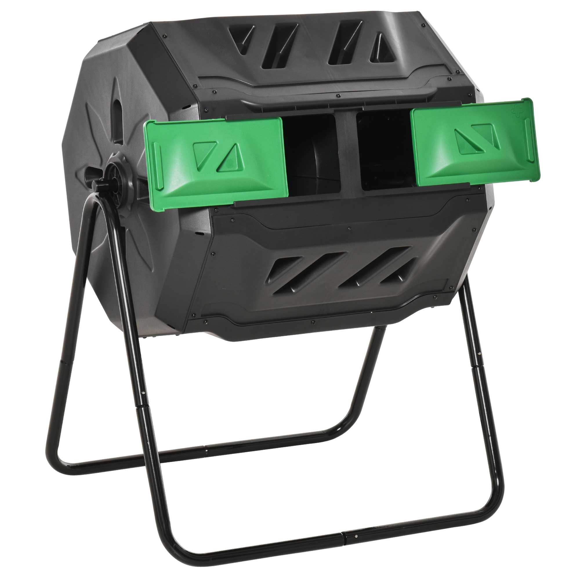 160L 360° Rotating Dual Chamber Composter - Black