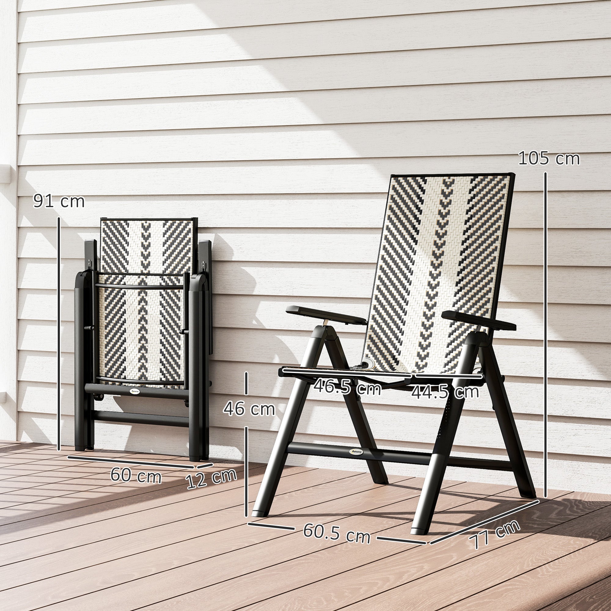 Rattan Reclining Garden Chairs - Black