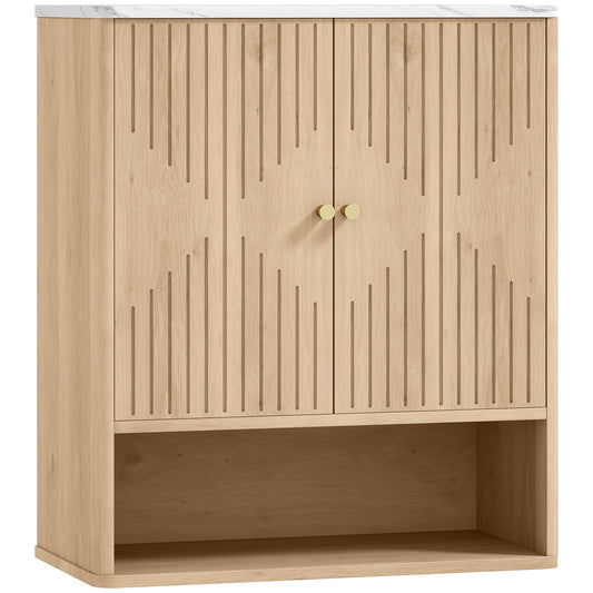 Fynco - Bathroom Wall Cabinet with Adjustable Shelf - Oak