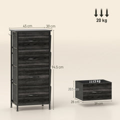 Chest of Four Fabric Drawers - Black