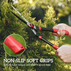 Garden Shears, 63.5 cm Heavy Duty Hedge Shears with Razor-Sharp Blades, Comfort Grip and Tension Adjuster for Hedges, Shrubs and Bushes, Easy Cutting and Trimming