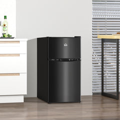 Fynco - 88L Under Counter Fridge Freezer, Small Refrigerator with 5-Setting, 3 Star Freezer Rating, Black