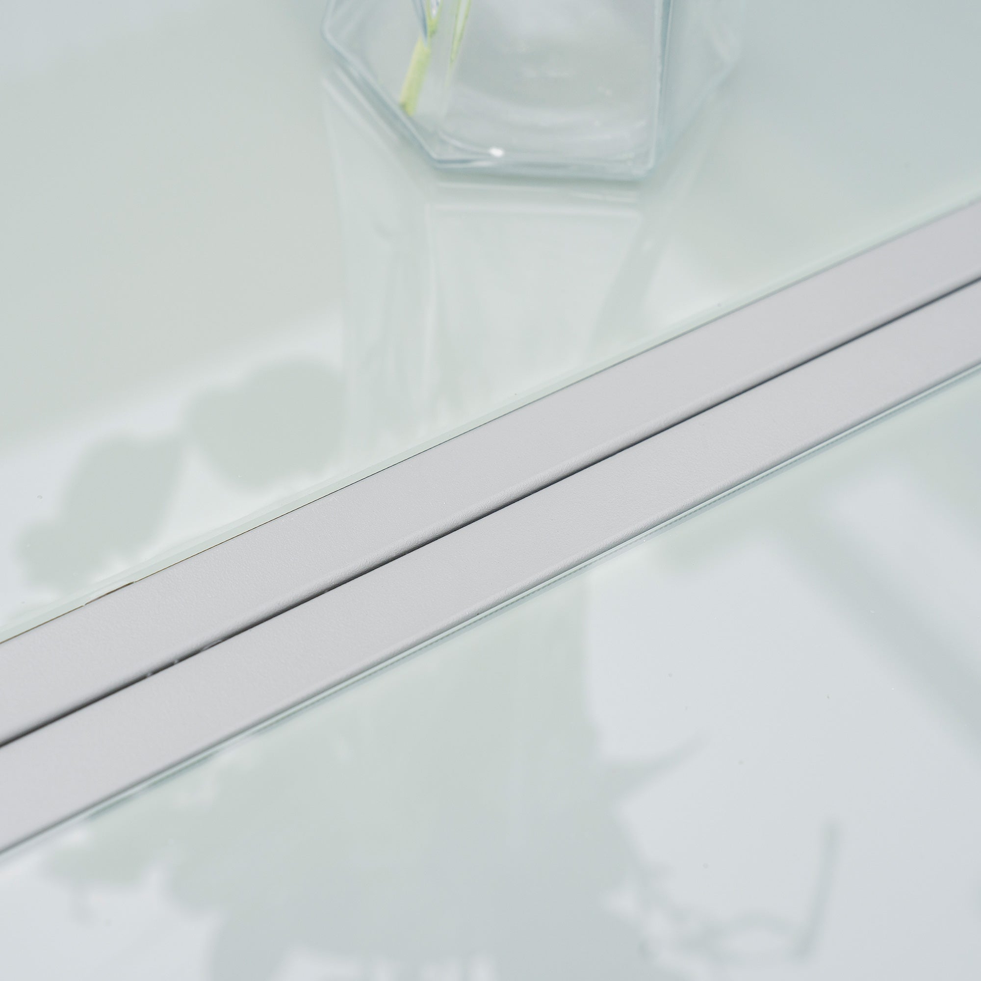 7 Piece Garden Dining Set, Outdoor Table and 6 Stackable Chairs, Steel Frame, Tempered Glass Top Table, Mesh Seats, Grey